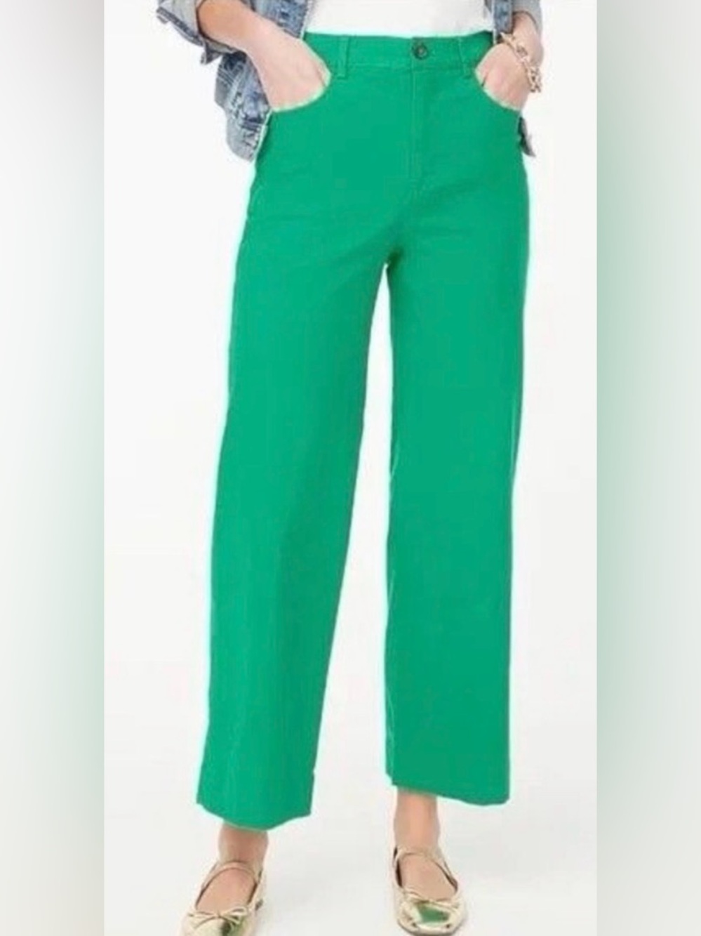 J. Crew Factory Emerald Wide-Leg Trousers